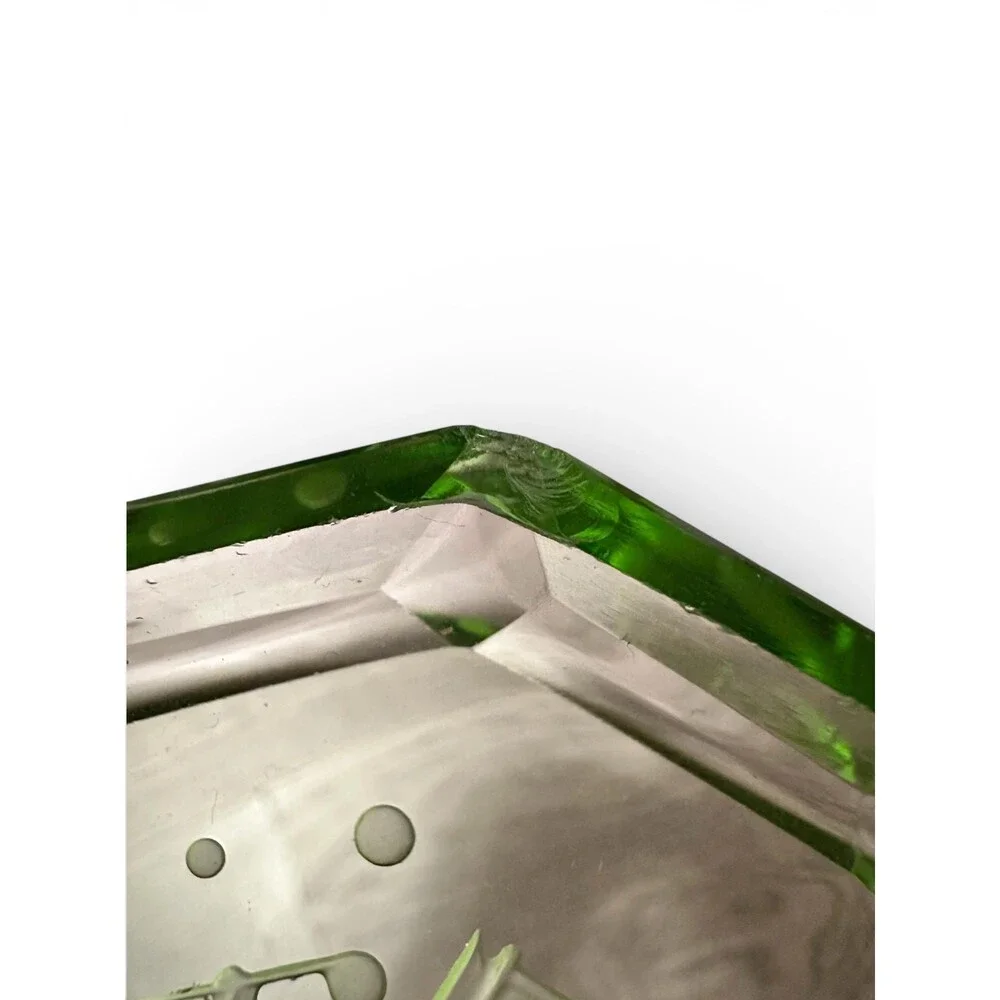 Art Deco Curt Schlevogt Green Glass Intaglio  Mini Plate, Ingrid Bohemian Coll.